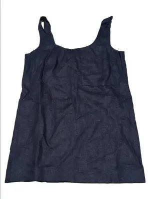 Banana Republic Navy Blue Linen Dress With Pockets Size Small thumbnail 2