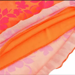 Orange Floral Beach Boho Midi Skirt thumbnail 2