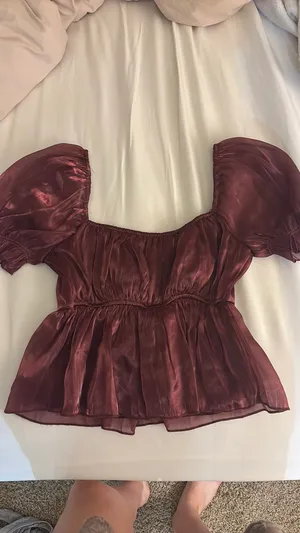 TJ Maxx Maroon Metallic Blouse thumbnail 2