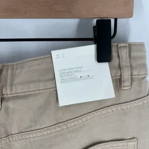 H&M Loose Mom Jeans Womens 12 Beige‎ Denim Cotton Logo Slim Fit High Waist New thumbnail 9