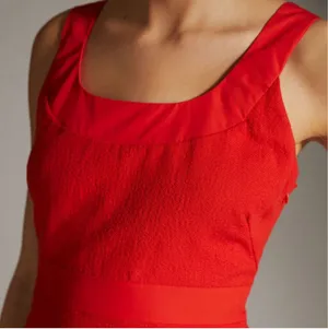 BNWT Anthropologie Maeve sleeveless square neck red mini dress thumbnail 3