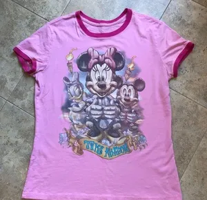 Disney Studios Collection Tiki shirt Pink short sleeve ringer tee size small thumbnail 1