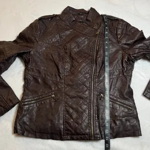 GUESS Faux Leather Moto Jacket Size Large Classic Casual Minimalist Rocker Y2K thumbnail 8