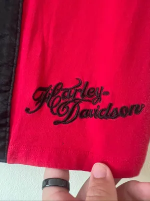 Harley Davidson Red And Black Zipper Front Tank Top Woman’s Small Y2K 12/2011 thumbnail 3
