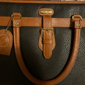 Kathie Lee 1990s Vintage Briefcase Tote Bag Handbag Brown Cognac Leather thumbnail 4