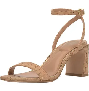 NWT Vince Camuto Hamda Ankle Strap High Heel Sandals Natural Brown / Gold 8.5M thumbnail 1