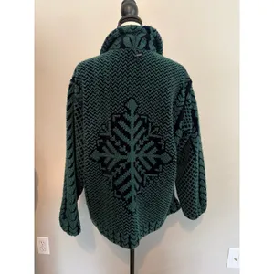 vintage Woolrich green and dark green Nordic snowflake-pattern high-pile fleece thumbnail 4