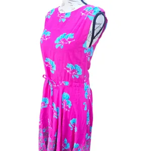 Maje 38G Rushia‎ Sleeveless Floral Print Dress Pink Blue Handkerchief Hem Small thumbnail 5