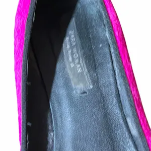 Size 6.5 Zara Woman Hot Pink Calf Hair Loafer Flats thumbnail 6