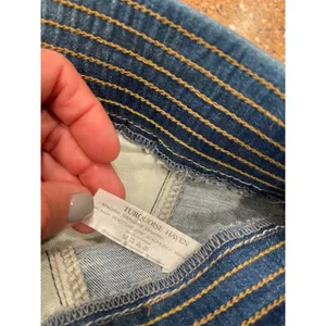Two Tone Colorblock Flare Jeans Raw Hem Boho Medium thumbnail 5