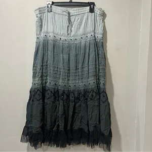 Vintage Molato Maxi Skirt Womens Large Art To‎ Wear Mesh Overlay Boho Artsy Gray thumbnail 2