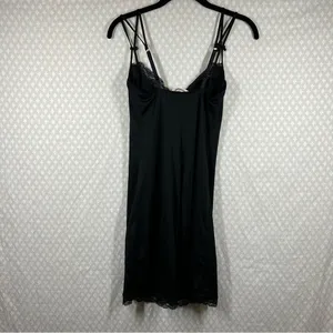 Victoria's‎ Secret Black Vintage Lace Underwire Satin Slip Dress thumbnail 6