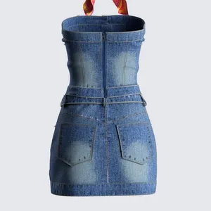 Cider Finesse Brand Georgina Blue Denim Tube Top & Mini Skirt thumbnail 3