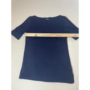 Lauren Ralph Lauren Top Navy Blue Cotton Half Sleeve Embroidered Logo Size M thumbnail 5