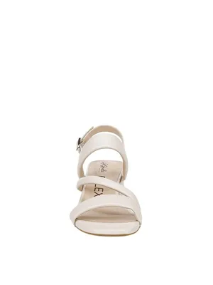 NWT Lifestride Slingback Strappy Dress Sandals Block Heel Bone Off White 8.5M thumbnail 2