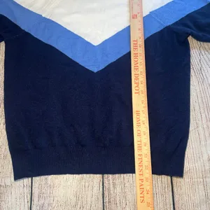 Aerie Offline Colorblock Mock Neck Sweater Pullover Blue White Womens L‎ Cozy thumbnail 7