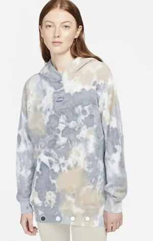 Nike Seasonal Classics Pack Tie Dye Hoodie Embroidered Gray Womens Small Workout thumbnail 1