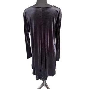 Old Navy Black Velvet Long Sleeve A-Line Dress Women’s Large Whimsygoth thumbnail 3