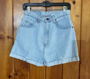 Levi's Light Blue High-Rise Rolled Hem Denim Shorts 954 shorts size 9 thumbnail 1