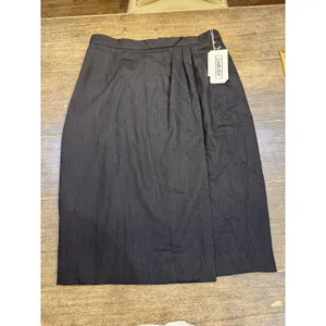 Vintage Dead‎ stock Carlisle Wool Gray Pencil Midi Skirt Size 16 Faux Wrap thumbnail 2