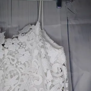 Zara Spaghetti strap white floral lace Boho cottagecore summer vacation dress thumbnail 3