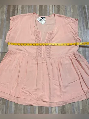 torrid Blush Pink Crochet-Trim Babydoll Blouse Women’s Size 1 (plus size 1x) thumbnail 3