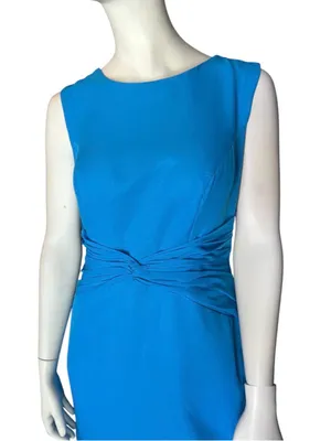 Gown Gallery Sleeveless Midi Dress with Gathered Waist Blue Size 10 NWT thumbnail 2