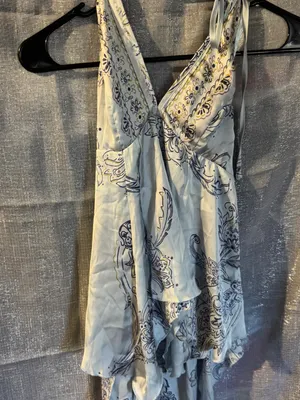 Urban Outfitters Botanical Light Blue Paisley Halter thumbnail 3
