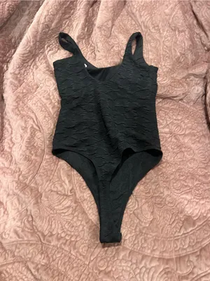 AFRM Black Textured Scoop Bodysuit thumbnail 2