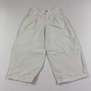 Maeve Anthropologie Pants Womens 2 White Cropped Wide Leg Twill Pleated Stretch thumbnail 1