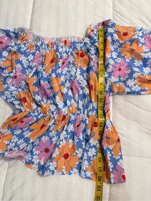 Pink Lily Tie At Waist Top With Orange Pink Blue Elastic Size Medium thumbnail 7