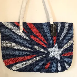 🎉INC Star & Stripes Straw Bag Blue thumbnail 1