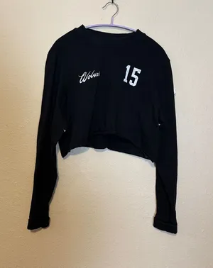 Darc Sport Wolves Cropped Graphic Tee‎ Size Small Black thumbnail 1