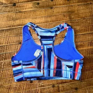 Nike dri-fit blue abstract athleisure S racerback sports bra thumbnail 3