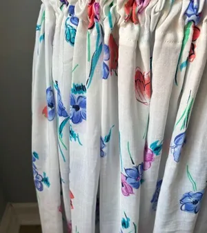 Vintage homemade white roses daisy floral printed maxi skirt Small thumbnail 3
