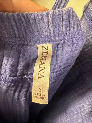 Zenana X42. Blue Textured Cotton Overalls Jumpsuit thumbnail 4
