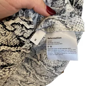 New Reformation Eliana Button Down Top In Snakeskin thumbnail 9