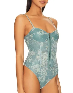 Intimately Printed Night Rhythm Bodysuit Sage Combo L NWT thumbnail 7