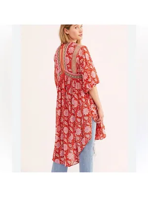 Free People Red Moon Child Maxi Top Tunic S thumbnail 3
