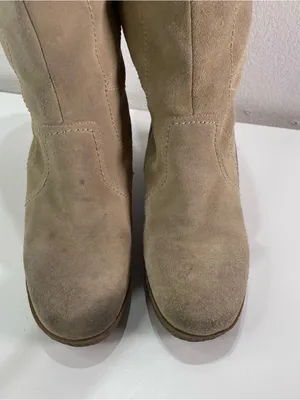 Y2K Steve Madden Faux Fur Boots Platform 9.5M Chunky Lined Suede Knee High Boho thumbnail 4