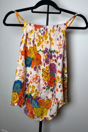 Boho Bright Floral Tank Top Anthropologie Size Medium thumbnail 1