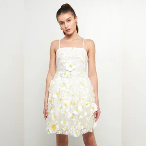 Endless Rose Floral Embroidered Mini Dress in White Size Medium thumbnail 2