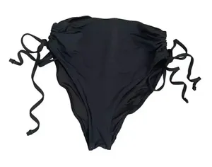 Black Brazilian High Waist Swimming Suit Bottoms Rutched SZ XS thumbnail 1