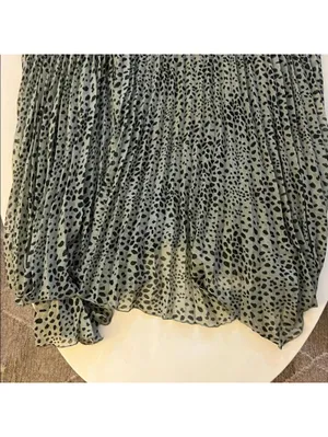 Abercrombie & Fitch Leopard Print Flowy Pleated Midi Maxi Skirt Green Black XS thumbnail 4