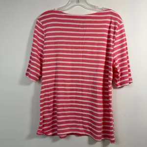 Charter Club Luxury Pima Cotton Pink White Striped Boat Neck Top thumbnail 2