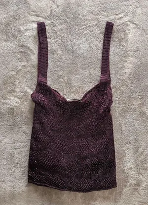 ZARA Knit Silky Stretch Plum Purple Lined Sweater Tank Top Women’s Sz M EUC thumbnail 4