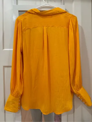Free People Penelope Button Down Long Sleeve Blouse vibrant marigold yellow thumbnail 6