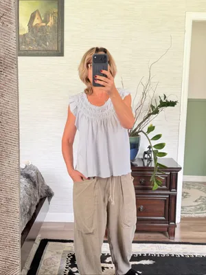 We The Free Free People Light Blue Rayon Ruffle Sleeveless Top XS Boho thumbnail 8