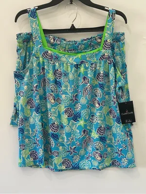 Cuddl Duds Pajama Set Cozy 2pc Tank Top Shorts NEW Blue Seashells XL thumbnail 2