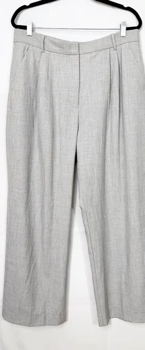 Abercrombie & Fitch Curve Love A&F Sloane Tailored Wide Leg Pant Grey Heather thumbnail 1